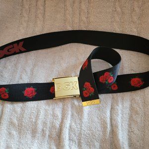 DGK Growth Scout Black Web Belt w/ Red Roses